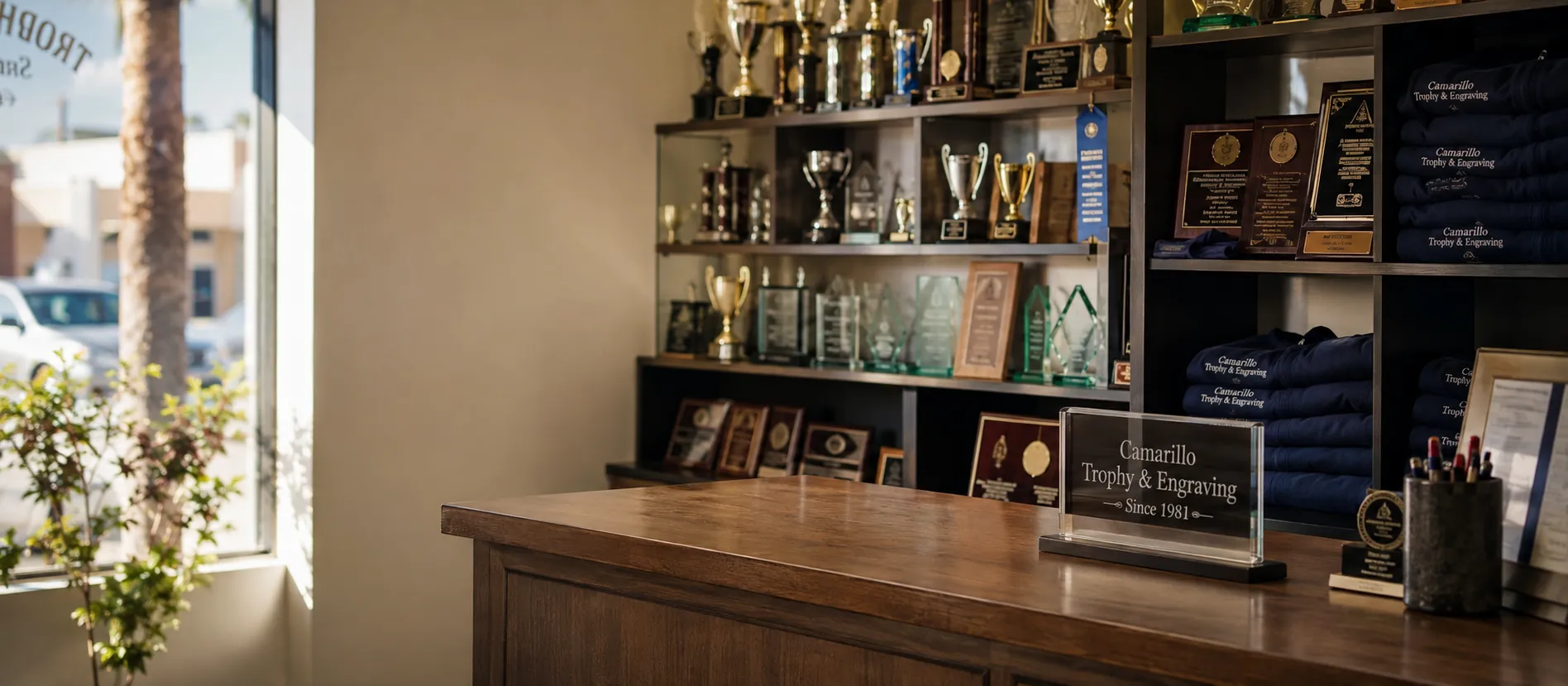 Custom trophies and awards at The Mark-It Place, a trophy shop in Camarillo